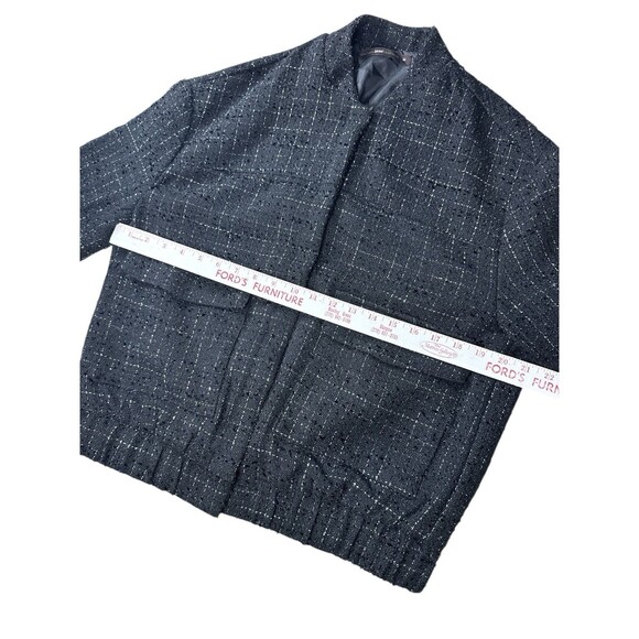 Anthropology Azel Hazel Academia Preppy Tweed Bomber Jacket Coat Black Medium - Picture 4 of 11